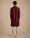 Manyavar Men Maroon Blended Viscose Kurta Pajama with Self-Texture