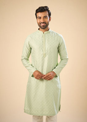 Manyavar Men Elegant Emerald Green Kurta Pajama