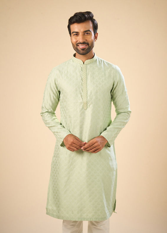Manyavar Men Elegant Emerald Green Kurta Pajama