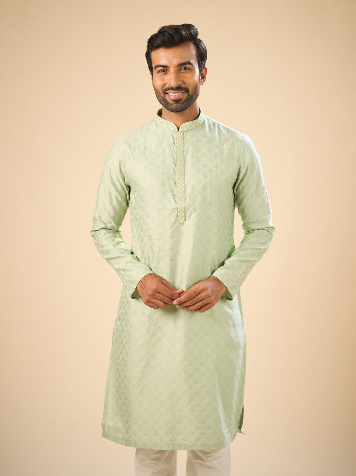 Manyavar Men Elegant Emerald Green Kurta Pajama