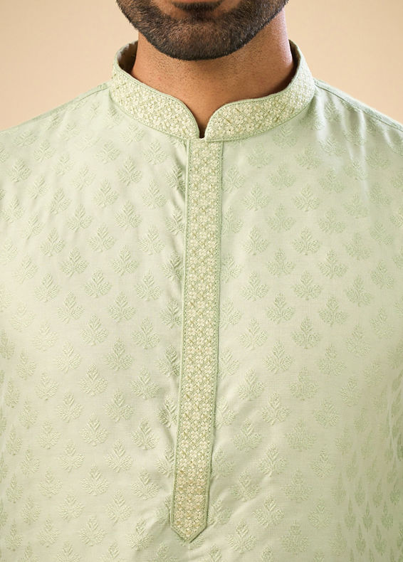Manyavar Men Elegant Emerald Green Kurta Pajama
