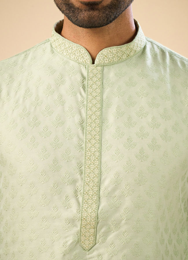 Manyavar Men Elegant Emerald Green Kurta Pajama