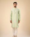 Manyavar Men Elegant Emerald Green Kurta Pajama