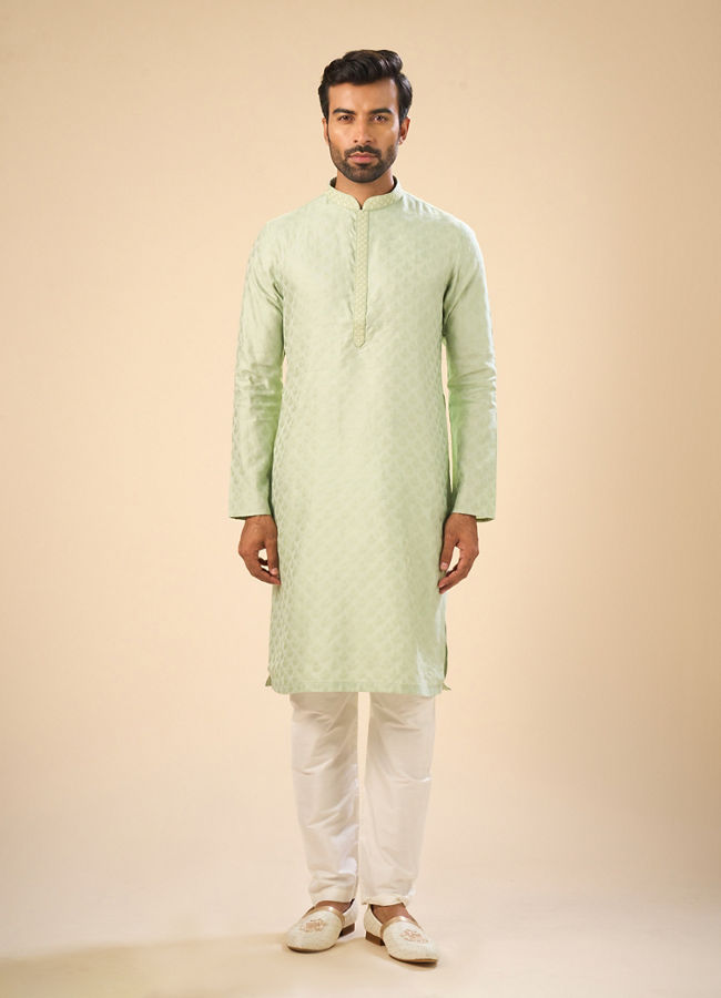 Manyavar Men Elegant Emerald Green Kurta Pajama
