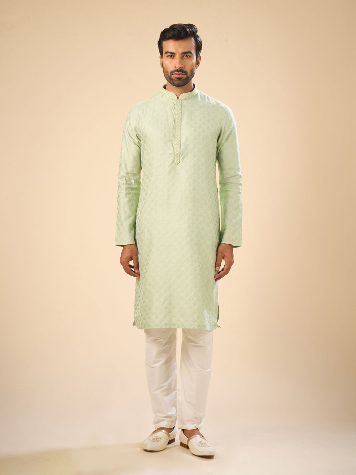 Manyavar Men Elegant Emerald Green Kurta Pajama