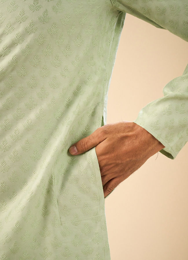 Manyavar Men Elegant Emerald Green Kurta Pajama