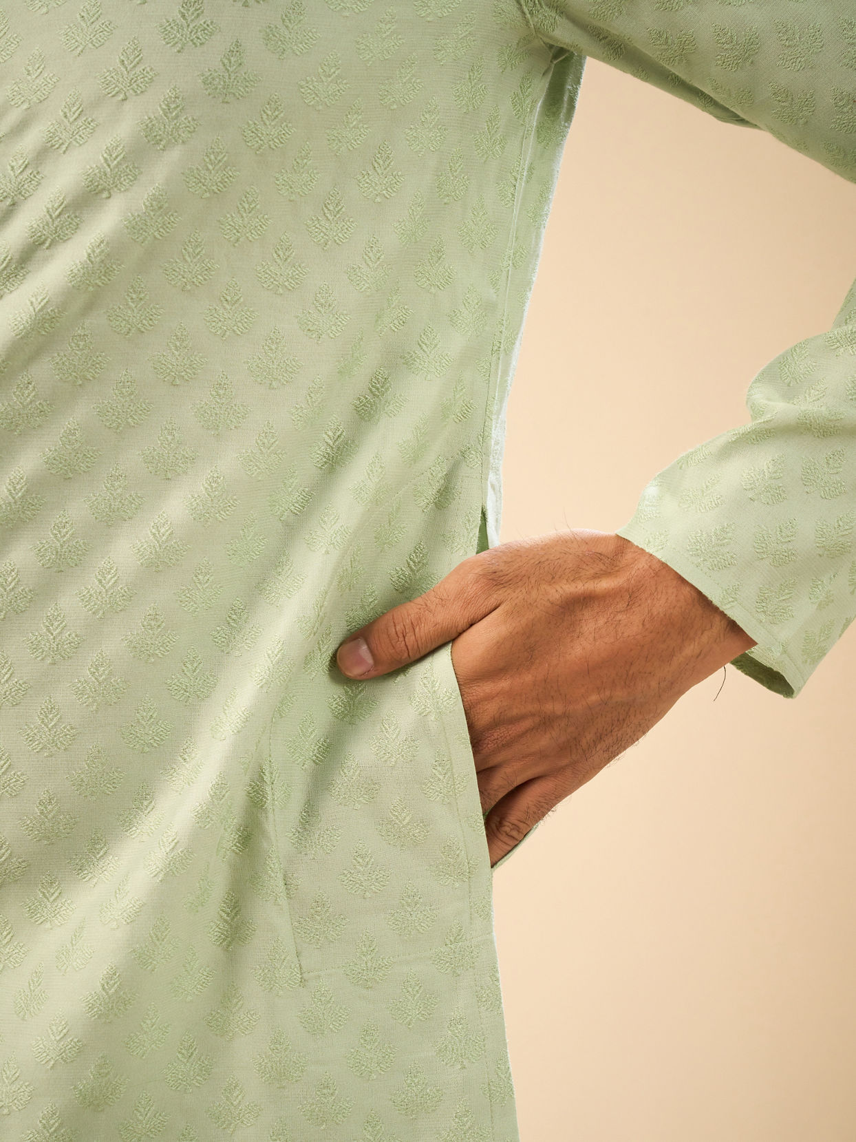 Manyavar Men Elegant Emerald Green Kurta Pajama