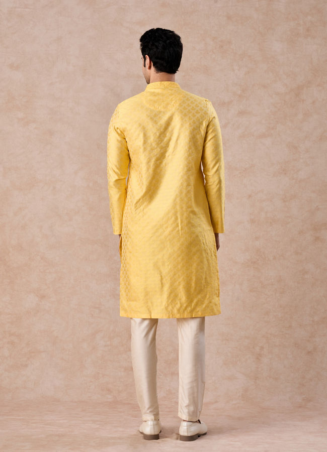 Manyavar Men Elegant Yellow Kurta Pajama Set