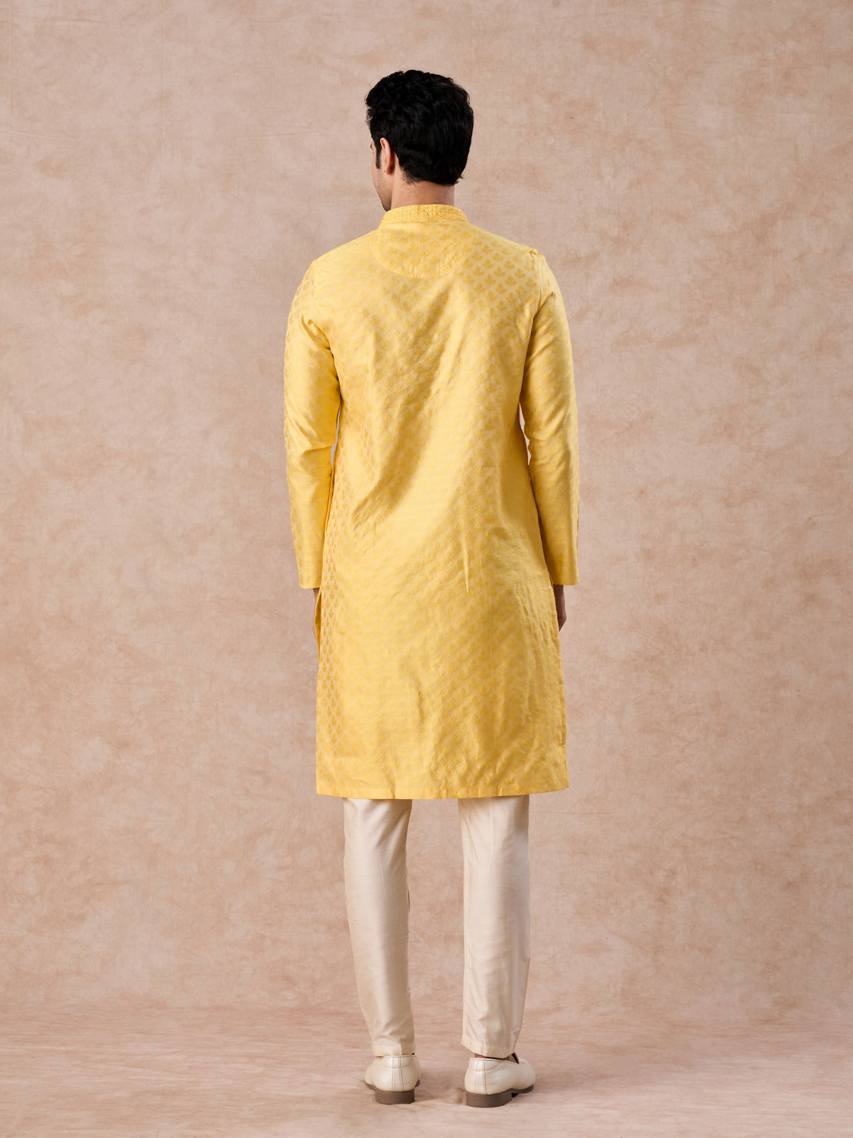 Manyavar Men Elegant Yellow Kurta Pajama Set