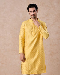 Manyavar Men Elegant Yellow Kurta Pajama Set