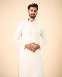 Manyavar Men Elegance Warm White Kurta Pajama