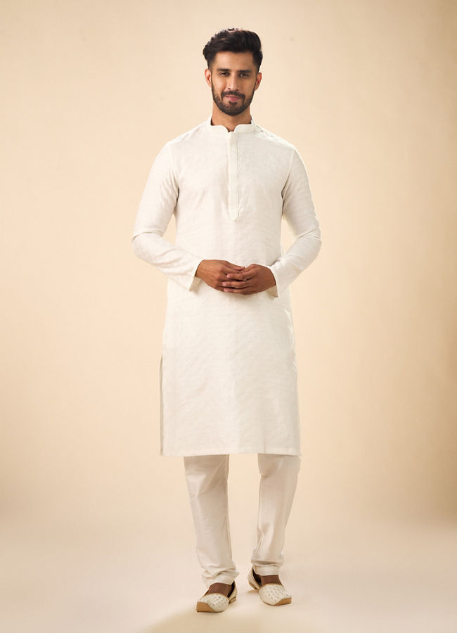 Manyavar Men Elegance Warm White Kurta Pajama