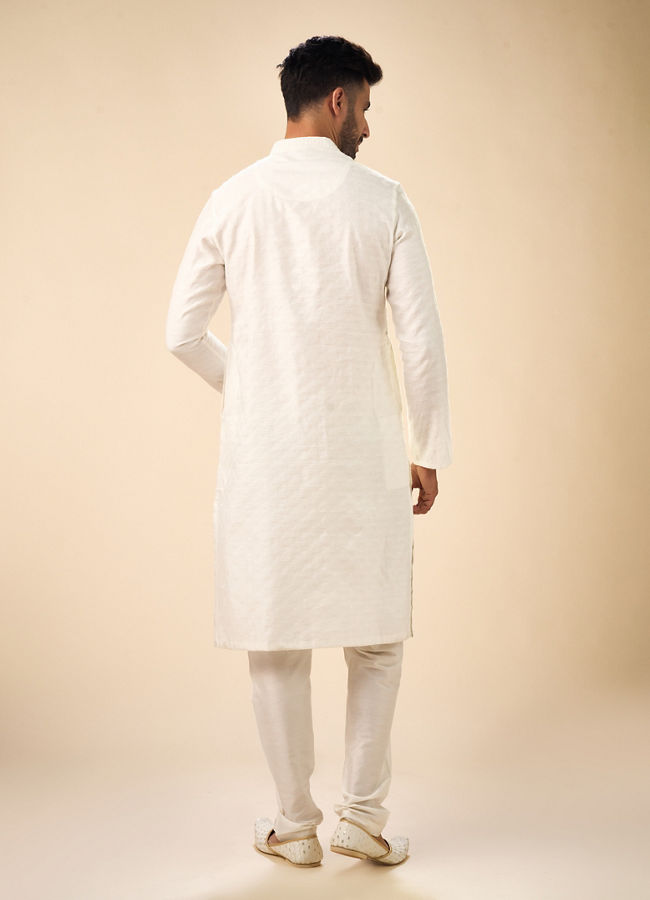 Manyavar Men Elegance Warm White Kurta Pajama