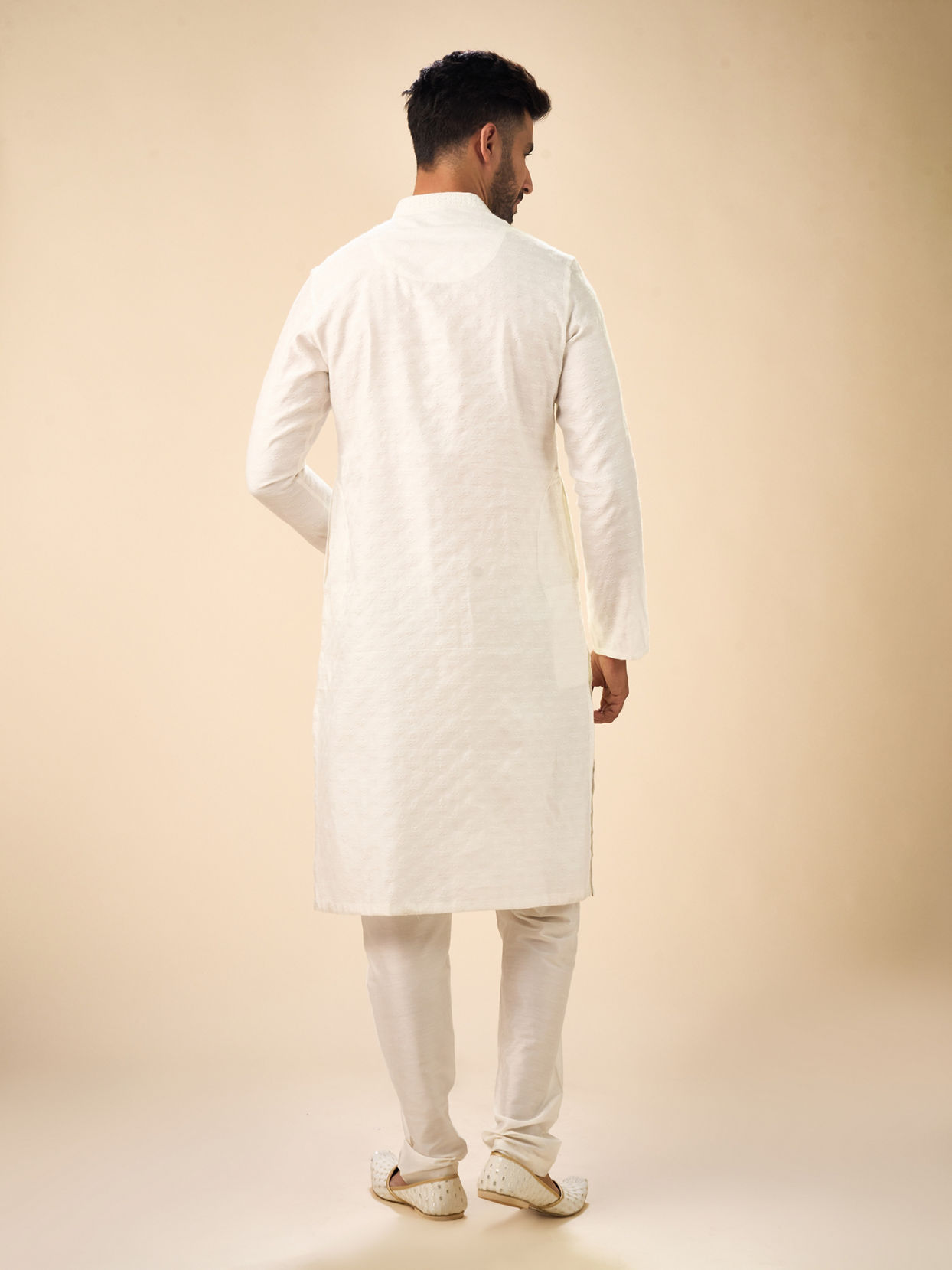 Manyavar Men Elegance Warm White Kurta Pajama