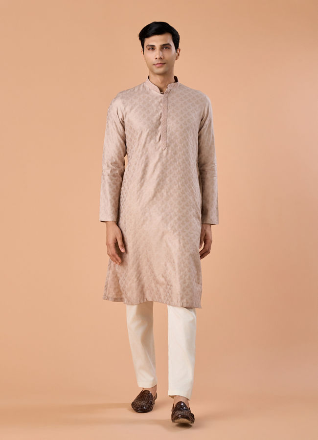 Manyavar Men Beige Elegance Kurta Pajama