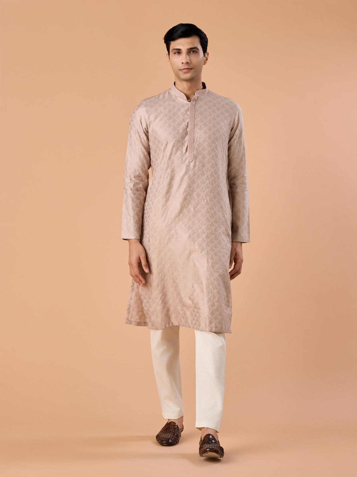 Manyavar Men Beige Elegance Kurta Pajama