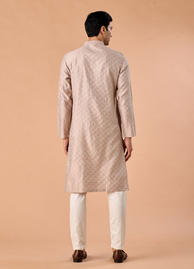Manyavar Men Beige Elegance Kurta Pajama