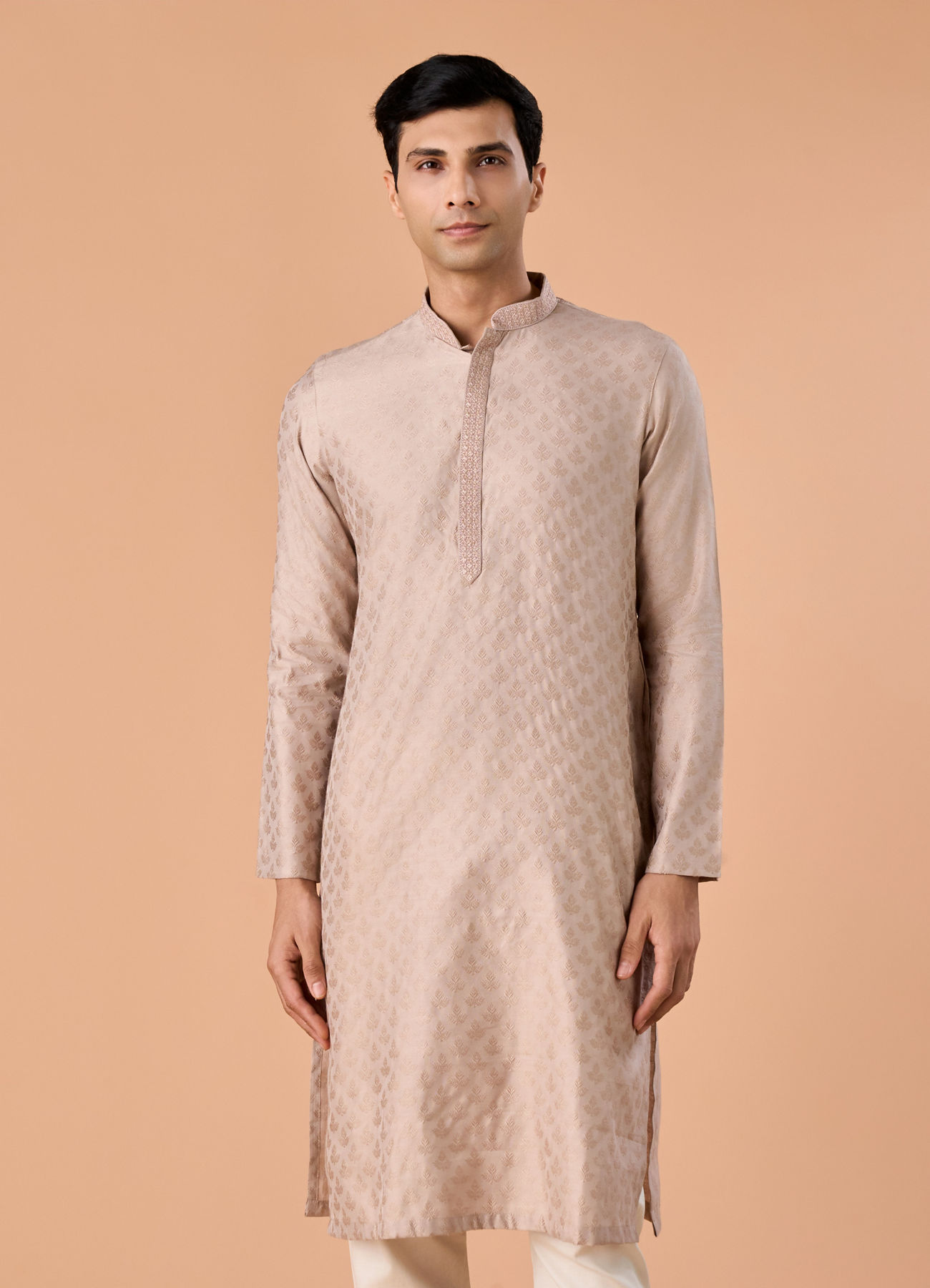 Manyavar Men Beige Elegance Kurta Pajama