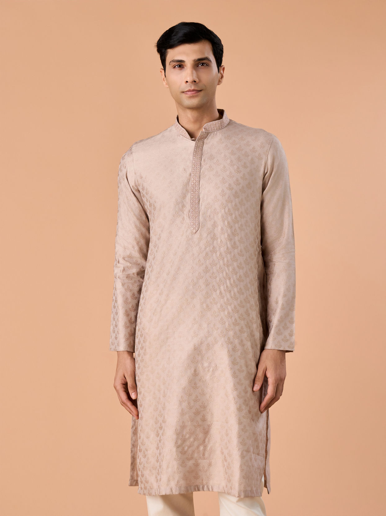 Manyavar Men Beige Elegance Kurta Pajama