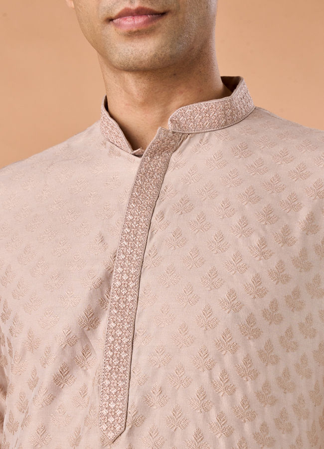 Manyavar Men Beige Elegance Kurta Pajama