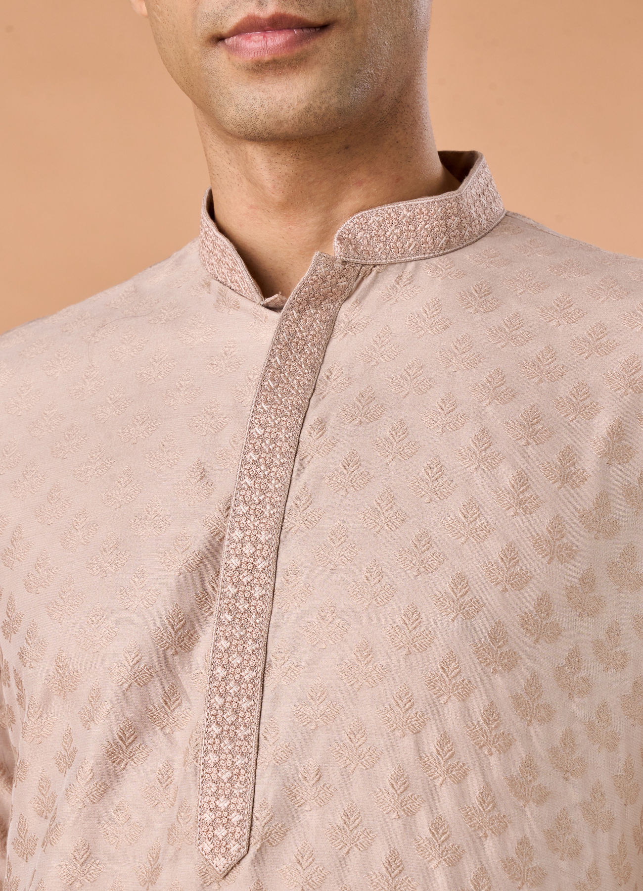 Manyavar Men Beige Elegance Kurta Pajama