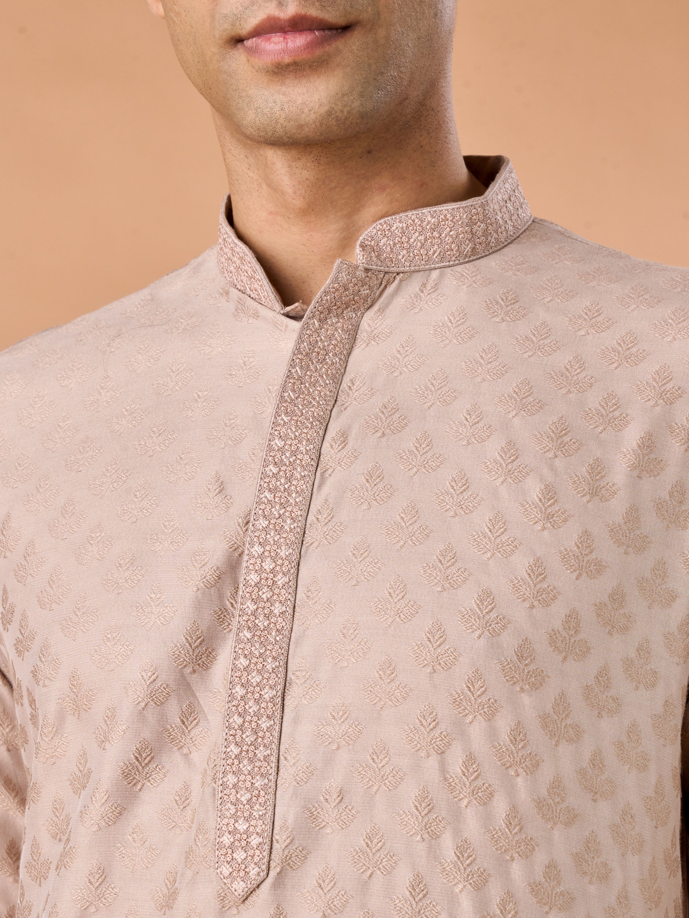 Manyavar Men Beige Elegance Kurta Pajama