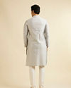 Manyavar Men Light Grey Leaf Patterned Kurta Set