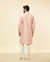 alt message - Manyavar Men Raspberry Pink Leaf Patterned Kurta Set image number 5