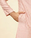 Manyavar Men Raspberry Pink Leaf Patterned Kurta Set