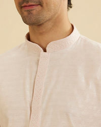 Manyavar Men Peach Blush Leaf Patterned Kurta Set