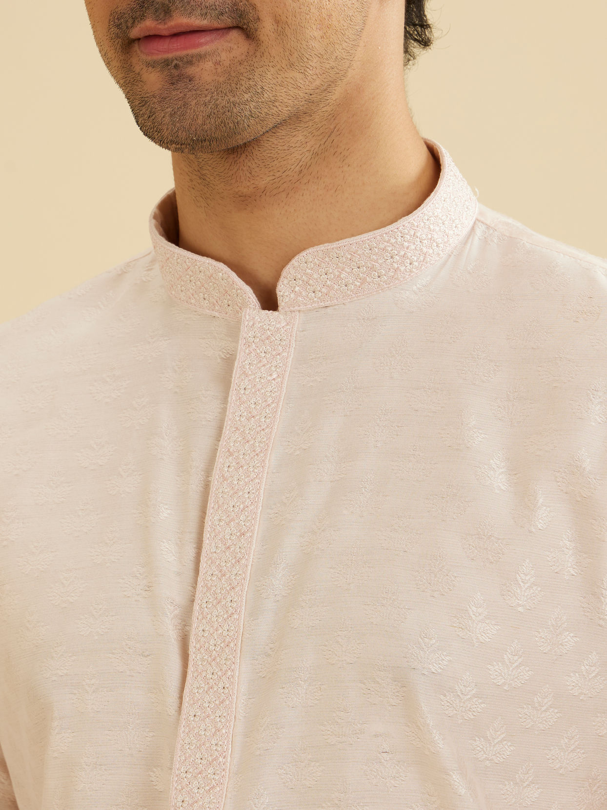 Manyavar Men Peach Essence Kurta Pajama image number 1