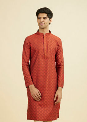 Manyavar Men Rust Splendor Kurta Pajama