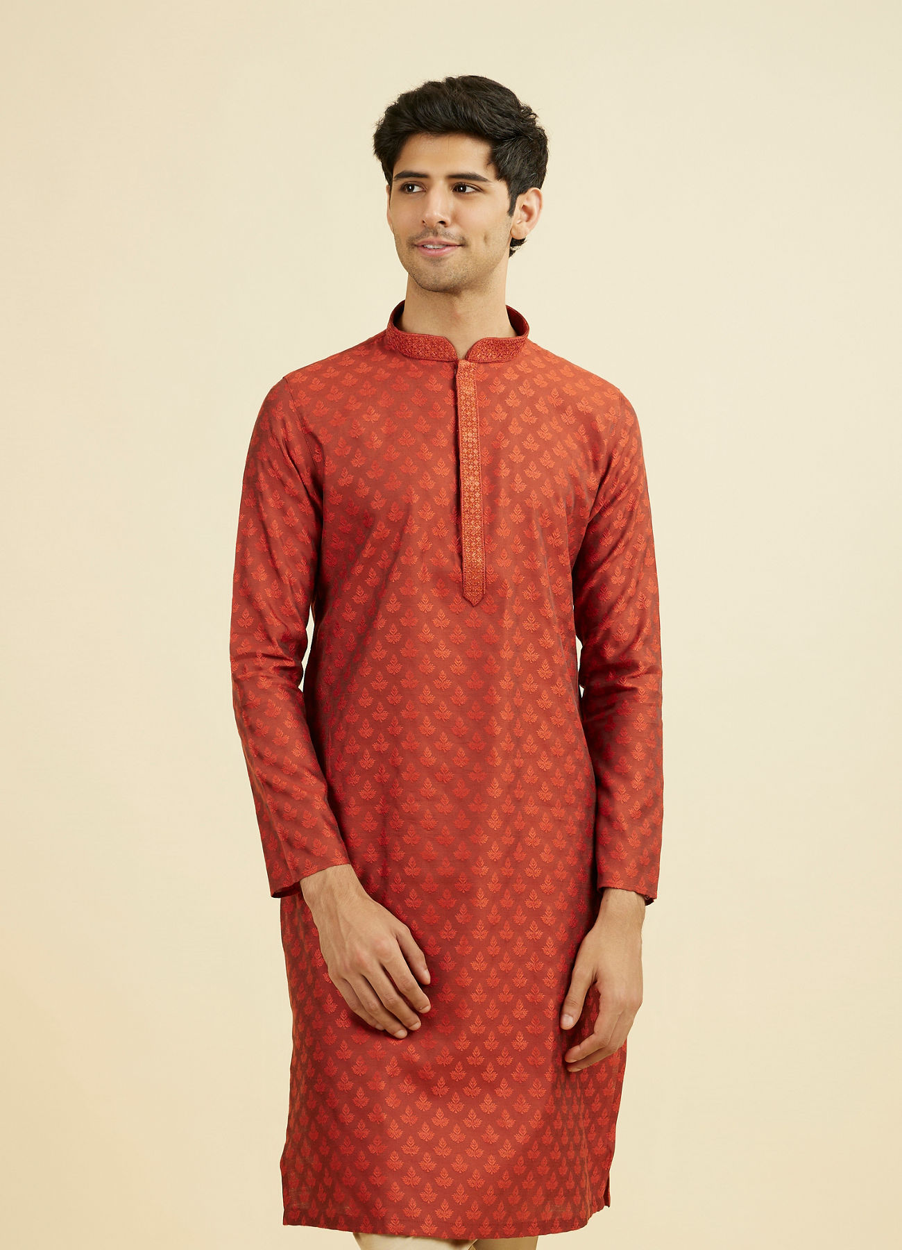Manyavar Men Rust Splendor Kurta Pajama