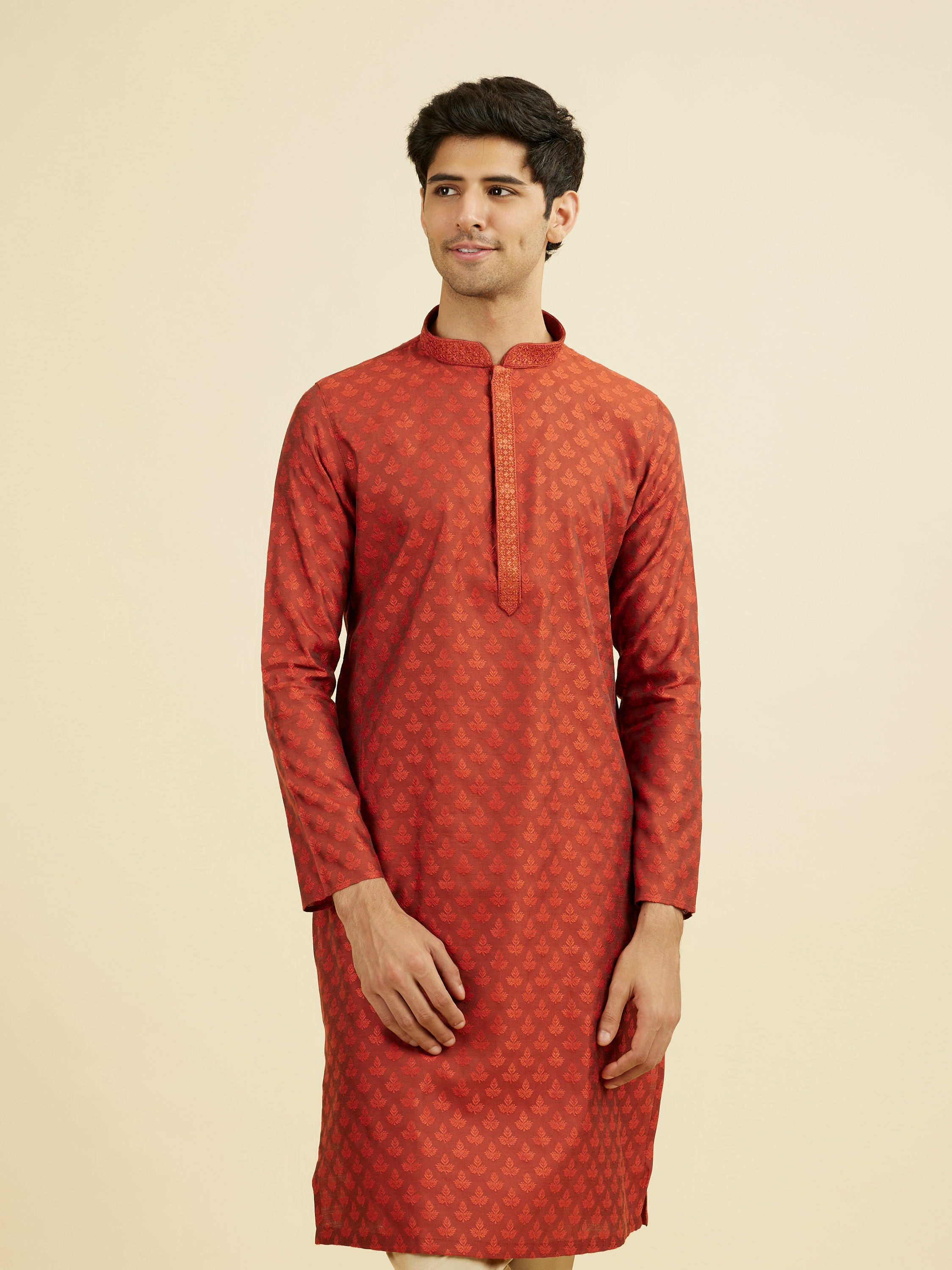 Manyavar Men Rust Splendor Kurta Pajama