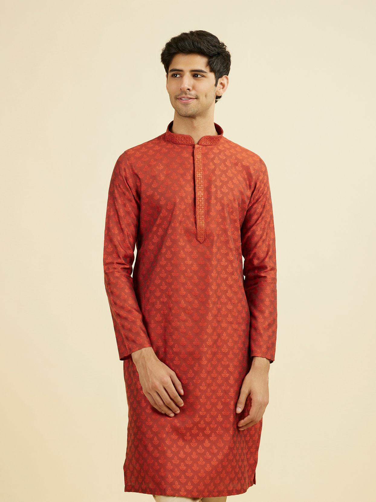 Manyavar Men Rust Splendor Kurta Pajama