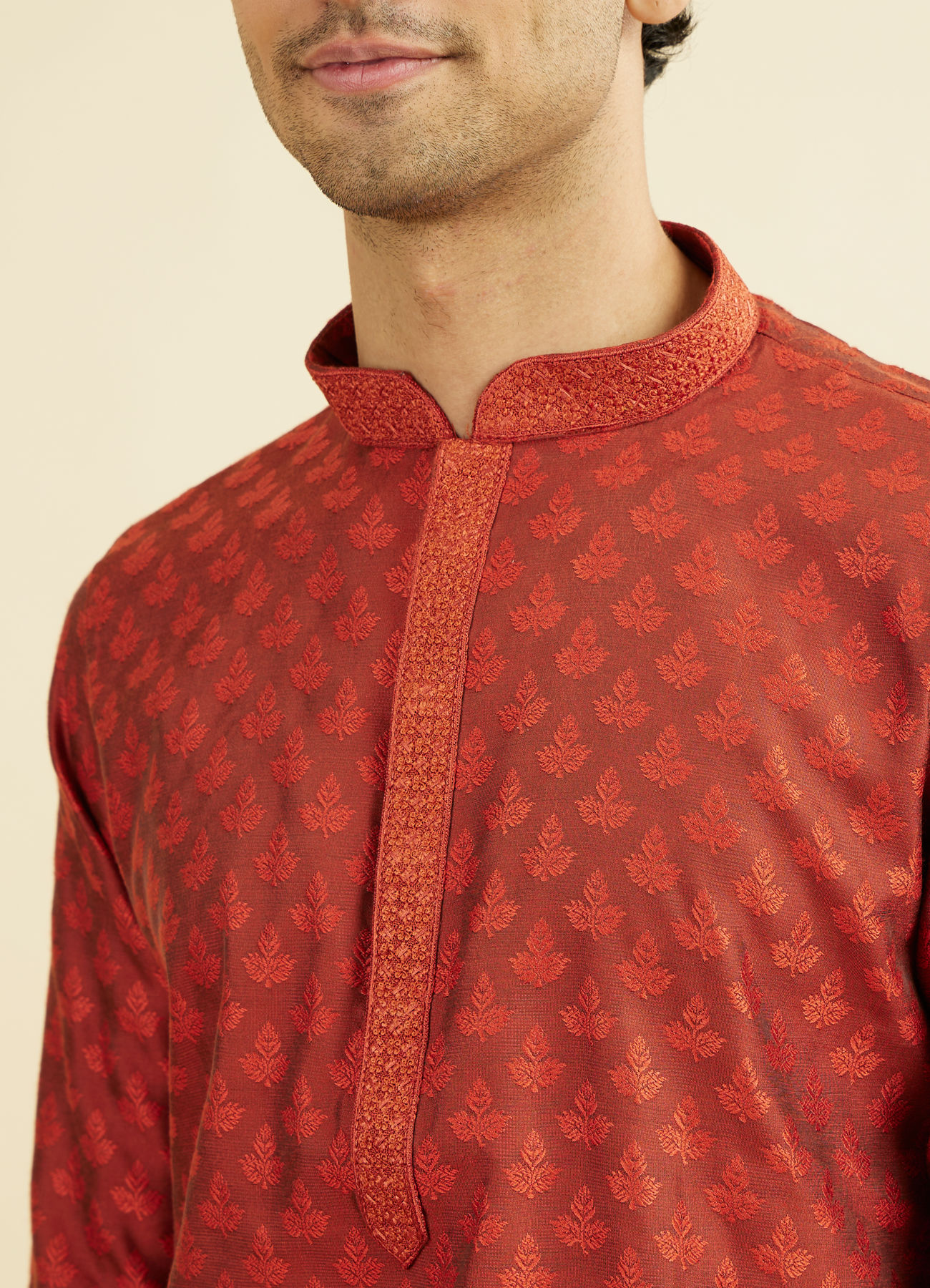 Manyavar Men Rust Splendor Kurta Pajama