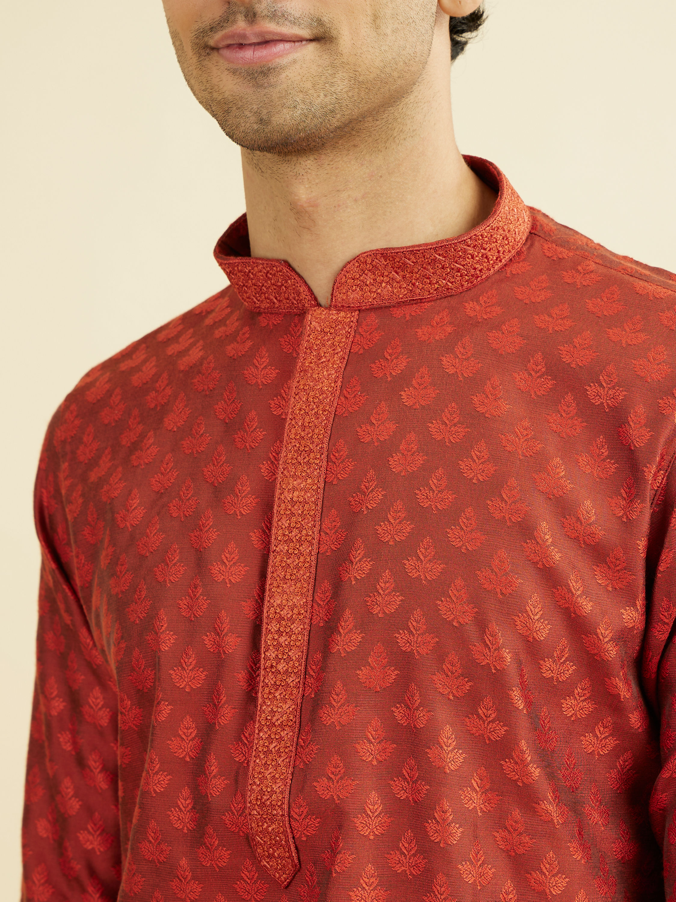 Manyavar Men Rust Splendor Kurta Pajama
