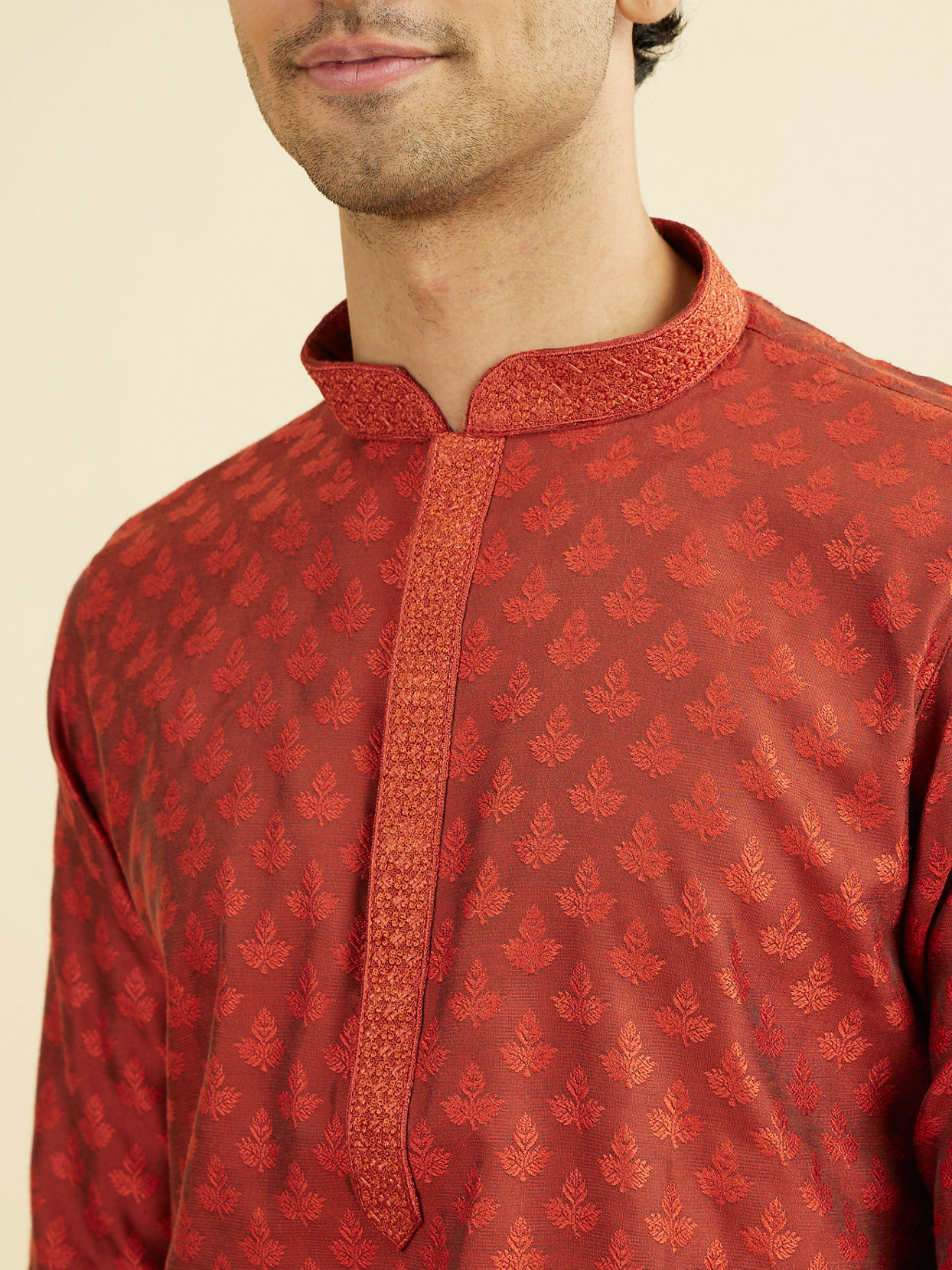 Manyavar Men Rust Splendor Kurta Pajama