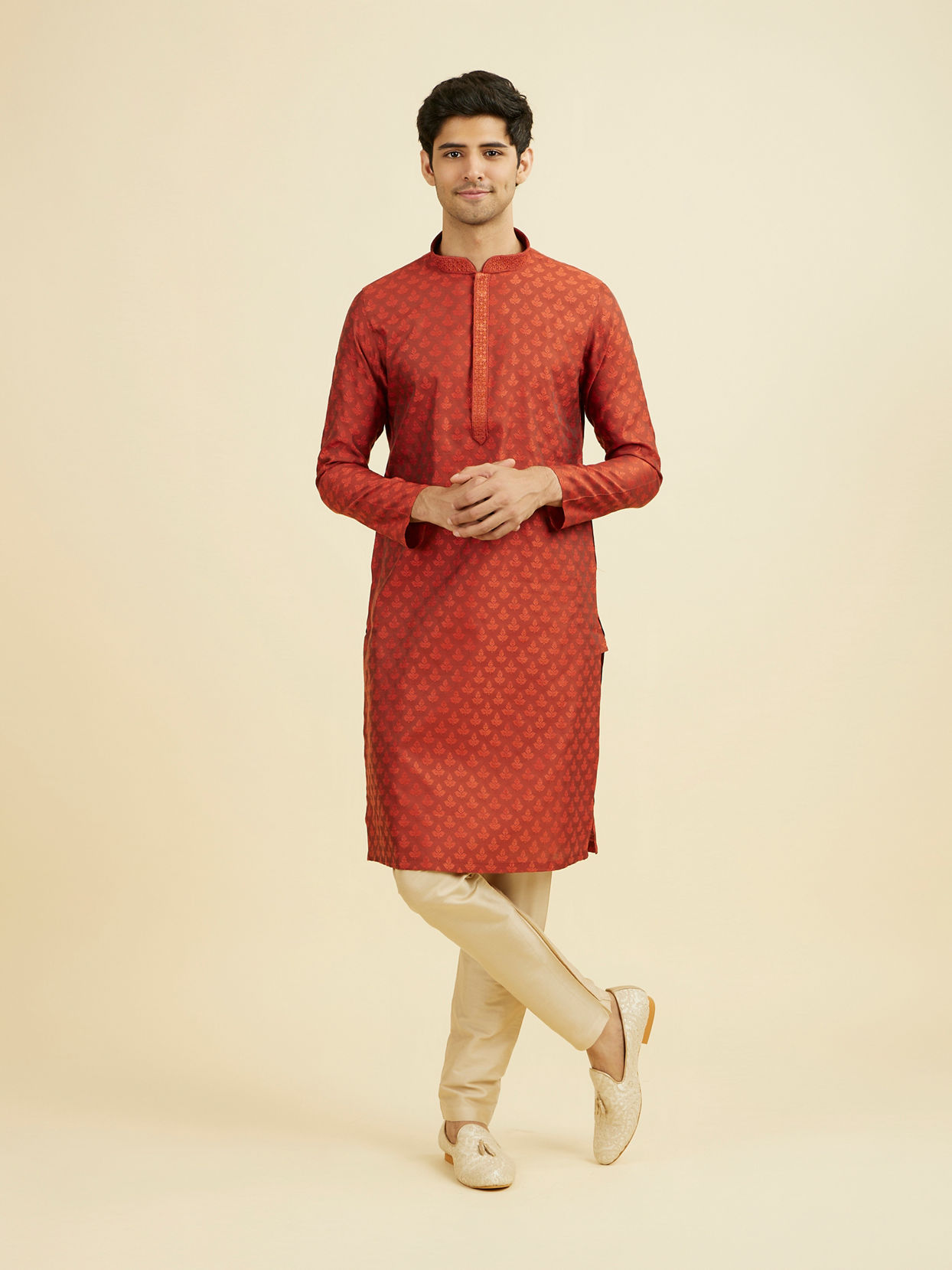 Manyavar Men Rust Splendor Kurta Pajama