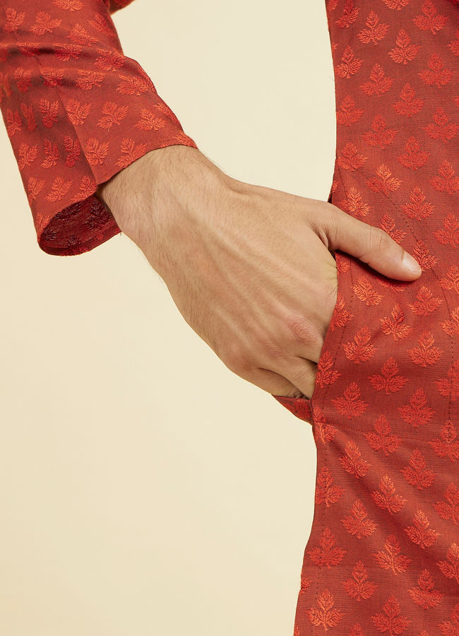 Manyavar Men Rust Splendor Kurta Pajama