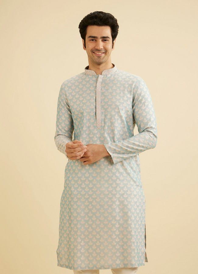 Manyavar Men Light Blue Elegance Kurta Pajama image number 0