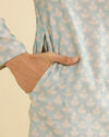 Manyavar Men Powder Blue Leaf Patterned Kurta Set