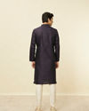 Manyavar Men Midnight Blue Hexagonal Patterned Kurta Set