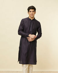 Manyavar Men Midnight Blue Hexagonal Patterned Kurta Set