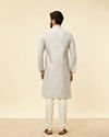 alt message - Manyavar Men Cloud Grey Moroccan Patterned Kurta Set image number 5