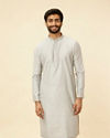 Manyavar Men Cloud Grey Moroccan Patterned Kurta Set