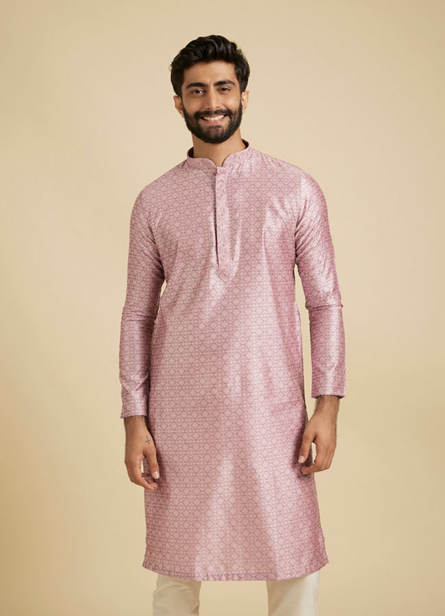 Manyavar Men Elegant Pink Ensemble Kurta Pajama image number 0