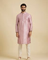 Manyavar Men Rose Quartz Pink Moroccan Patterned Kurta Set