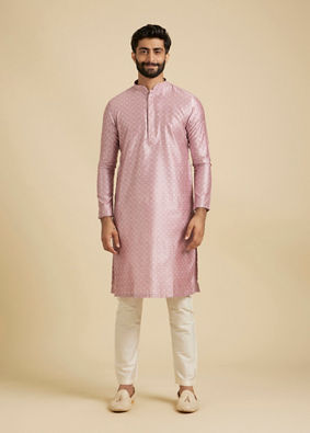 Manyavar Men Elegant Pink Ensemble Kurta Pajama image number 2