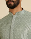 Manyavar Men Soft Green Moroccan Patterned Kurta Set